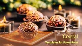  Presentation with christmas chocolate - PPT theme having small-chocolate-pastry-cakes background and a tawny brown colored foreground