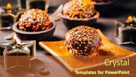  Presentation with christmas chocolate - PPT theme enhanced with small-chocolate-pastry-cakes background and a red colored foreground