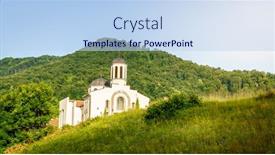  Presentation with church christian - Presentation theme enhanced with small-christian-church background and a sky blue colored foreground