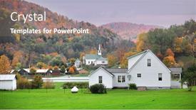  Presentation with fall foliage - Presentation design featuring small-church-in-rural-vermont background and a gray colored foreground
