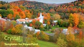  Presentation with fall foliage - Amazing PPT theme having small-church-in-topsham-village backdrop and a tawny brown colored foreground