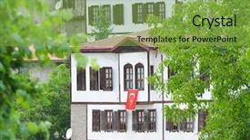  Presentation with old style - Colorful presentation theme enhanced with small city with preserved ottoman backdrop and a seafoam green colored foreground