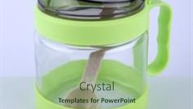  Presentation with lid - PPT theme featuring small-clear-plastic-jar background and a  colored foreground