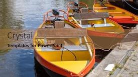  Presentation with canals - PPT theme with small-colorful-motor-boats background and a  colored foreground