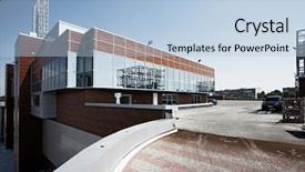  Presentation with modern building - Slides enhanced with small company - modern commercial building background and a light blue colored foreground