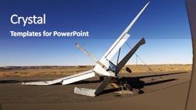  Presentation with crash - Theme having small crashed aircraft background and a ocean colored foreground