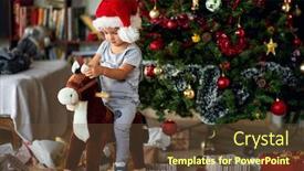  Presentation with horse riding - Presentation theme with small-cute-boy-in-santa background and a tawny brown colored foreground