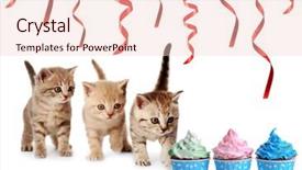  Presentation with cupcakes - Amazing slides having small cute kittens and delicious cupcakes isolated on white backdrop and a lemonade colored foreground