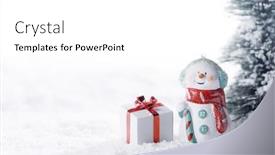  Presentation with snowman - Cool new slides with small-cute-snowman-with-gift backdrop and a white colored foreground