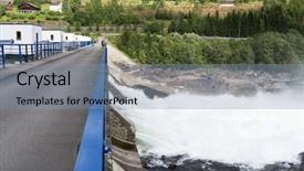  Presentation with power plant - Beautiful slide deck featuring small dam and power plant backdrop and a light blue colored foreground
