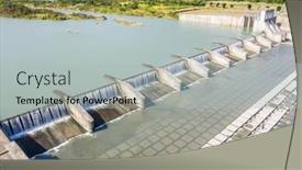  Presentation with dam - Cool new presentation design with small-dam-in-the-daytime backdrop and a light gray colored foreground