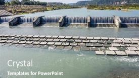  Presentation with dam - Beautiful presentation theme featuring small-dam-in-the-daytime backdrop and a gray colored foreground