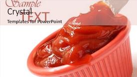  Presentation with ketchup - Slide deck having past - small dish of ketchup background and a coral colored foreground