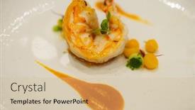  Presentation with shrimp - Presentation design enhanced with small-dish-of-the-shrimp background and a coral colored foreground