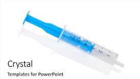  Presentation with syringe - Colorful PPT theme enhanced with small-disposable-syringe-made backdrop and a white colored foreground