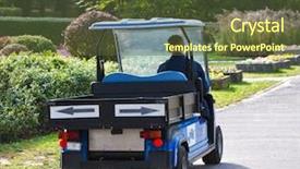  Presentation with electric vehicle - Beautiful PPT theme featuring small electric car backdrop and a tawny brown colored foreground