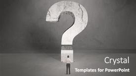  Presentation with space suit - Colorful PPT theme enhanced with huge question mark in open backdrop and a gray colored foreground