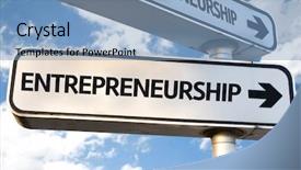  Presentation with birds in sky - Colorful presentation theme enhanced with small enterprises - entrepreneurship direction sign on sky backdrop and a teal colored foreground