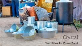  Presentation with neighborhood - Colorful presentation design enhanced with small-entrepreneur-in-a-poor backdrop and a light gray colored foreground