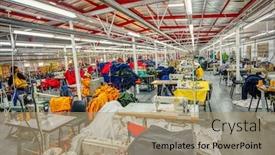  Presentation with entrepreneur - Slide set enhanced with small entrepreneur in africa botswana industrial textile factory manufacturing safety gear background and a coral colored foreground