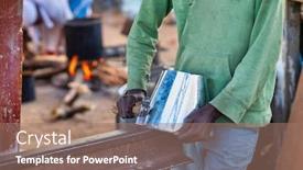  Presentation with manufacturing - Audience pleasing presentation theme consisting of small-entrepreneur-workshop backdrop and a coral colored foreground