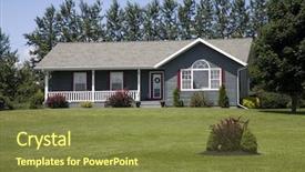  Presentation with country - Slides featuring small family home background and a tawny brown colored foreground