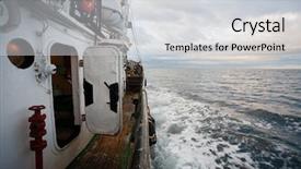  Presentation with sea fishing - Amazing slide set having small fishing boat floating backdrop and a light gray colored foreground