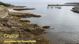  Presentation with calm - Presentation theme featuring small-fishing-port background and a tawny brown colored foreground