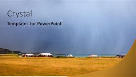  Presentation with west - Beautiful theme featuring small fishing village on the west coast of iceland with heavy rain in the background backdrop and a light blue colored foreground