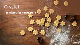  Presentation with cookie - Slide deck with small-flower-shape-cookies-cookie background and a coral colored foreground