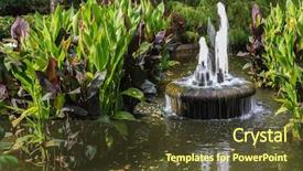  Presentation with garden pond - Beautiful theme featuring the park butchart garden backdrop and a tawny brown colored foreground