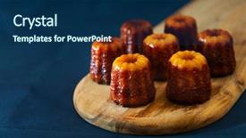  Presentation with french pastry - PPT layouts with small french pastry with rum background and a navy blue colored foreground