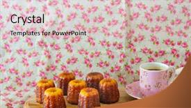  Presentation with french pastry - Colorful slide deck enhanced with small french pastry with rum backdrop and a  colored foreground