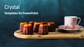  Presentation with french pastry - Presentation theme featuring small french pastry with rum background and a ocean colored foreground