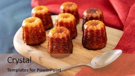  Presentation with french pastry - Presentation with small french pastry with rum background and a coral colored foreground