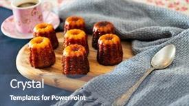  Presentation with french pastry - Audience pleasing presentation theme consisting of small french pastry with rum backdrop and a ocean colored foreground