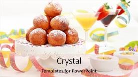  Presentation with colorful cocktails mojito red cocktail - Presentation theme having small fried doughnut with cocktails background and a  colored foreground