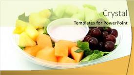  Presentation with fruit yogurt - Audience pleasing presentation theme consisting of small-fruit-tray-with-cantaloupe backdrop and a blonde colored foreground