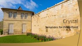  Presentation with saint - Colorful presentation design enhanced with small-garden-at-saint-emilion backdrop and a coral colored foreground