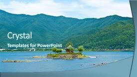  Presentation with mount fuji - Cool new PPT theme with small gazebo on an island lake kawaguchiko under the mount fuji japan backdrop and a ocean colored foreground