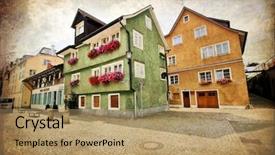  Presentation with artistic - Beautiful presentation theme featuring small german town lindau made in artistic retro style backdrop and a coral colored foreground