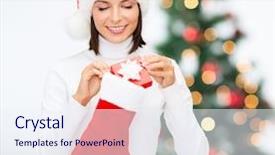  Presentation with christmas stocking - Amazing presentation theme having small gift box and stocking backdrop and a sky blue colored foreground