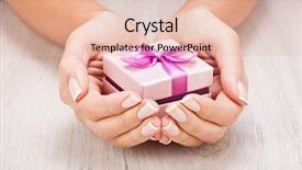  Presentation with gift - Cool new slide set with small gift in female hands backdrop and a lemonade colored foreground