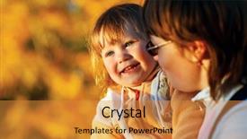  Presentation with outdoors - Beautiful PPT theme featuring small girl enjoying life with her mother outdoors backdrop and a gold colored foreground