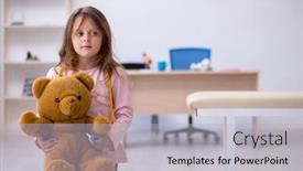  Presentation with waiting - Colorful theme enhanced with small-girl-holding-bear-toy backdrop and a light gray colored foreground