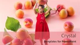  Presentation with apricot - Theme enhanced with small-girl-holding-big-ripe background and a coral colored foreground