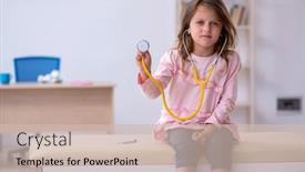  Presentation with waiting - PPT layouts with small-girl-holding-stethoscope-waiting background and a soft green colored foreground
