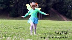  Presentation with butterfly moving - Cool new theme with small girl in a butterfly backdrop and a mint green colored foreground