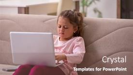  Presentation with education - Presentation theme consisting of small-girl-in-tele-education background and a violet colored foreground