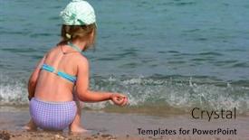  Presentation with beach - Cool new presentation theme with small-girl-on-beach backdrop and a coral colored foreground